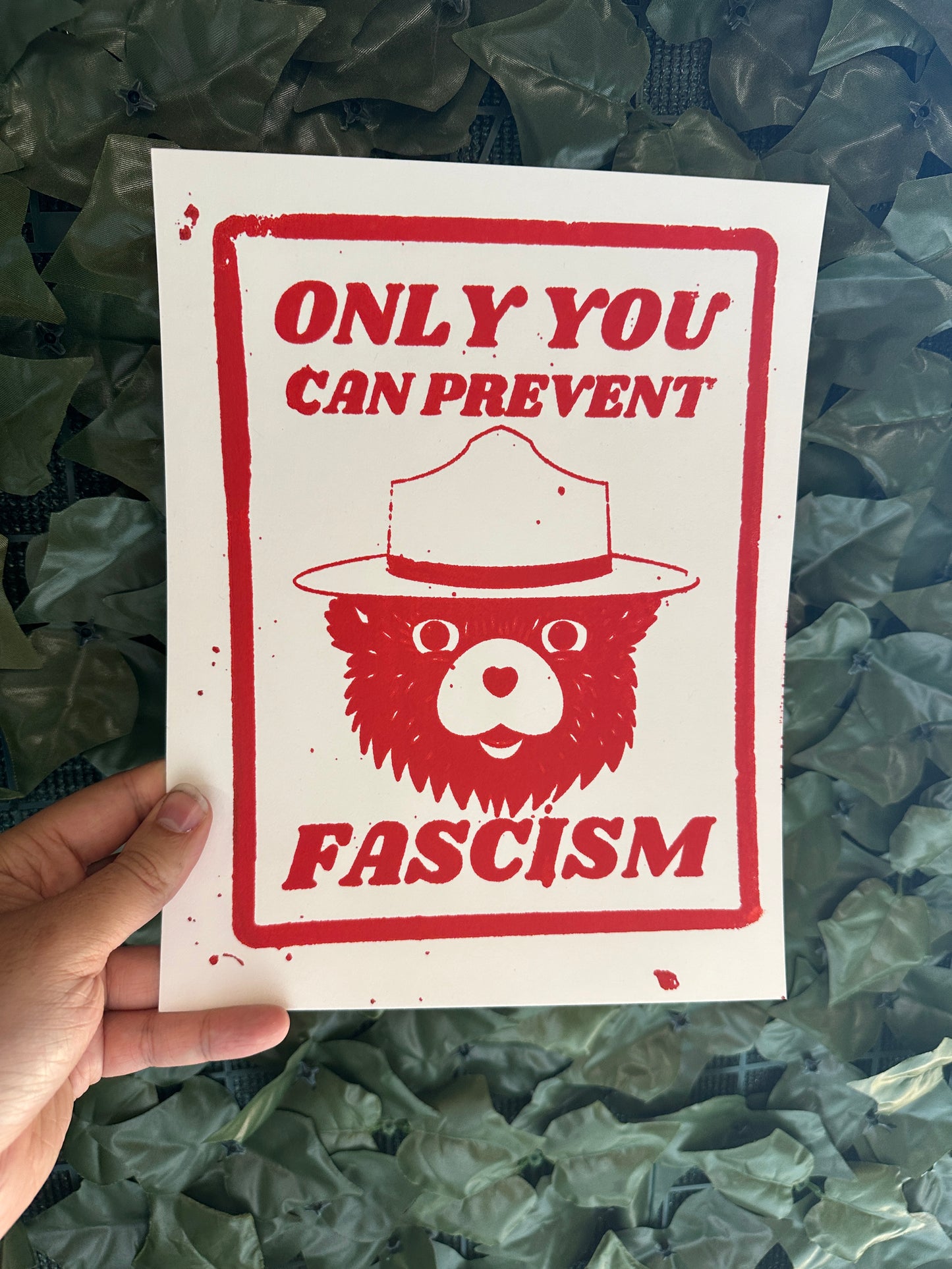 "Only You Can Prevent Fascism" Bear Screen Print